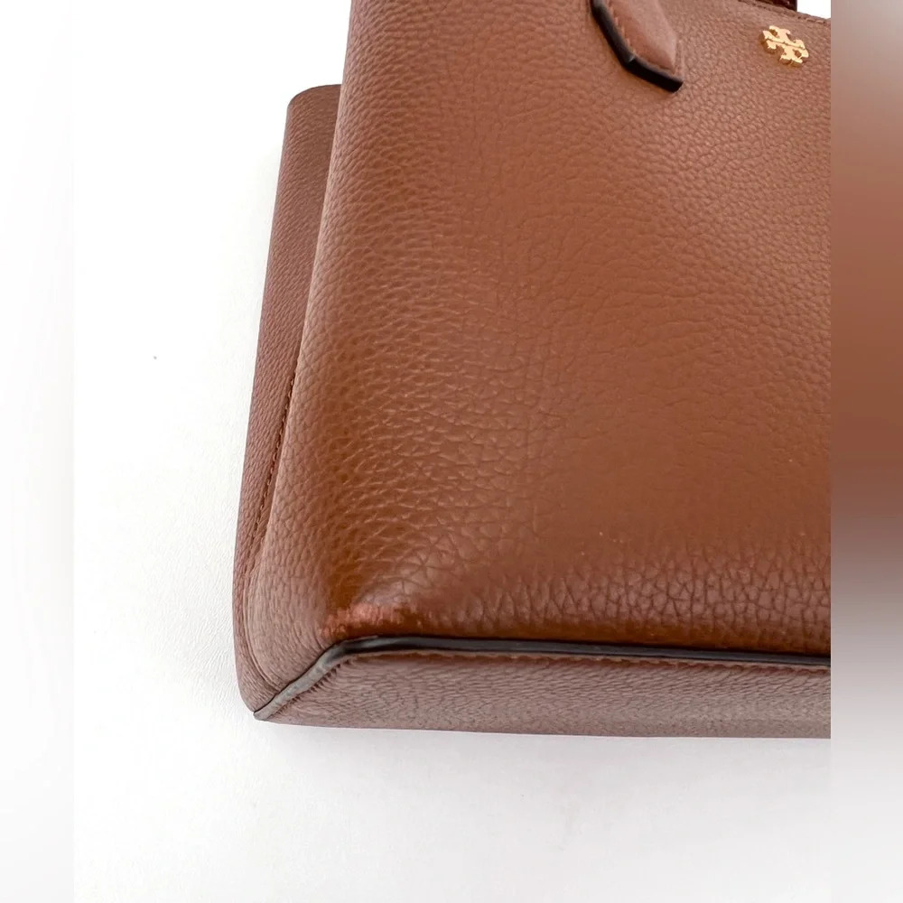 TORY BURCH | Blake Small Tote Handbag Crossbody Purse Brown Bourbon Leather - Picture 8 of 14